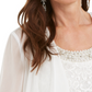 Blusa feminina Nightway com contas e jaqueta de chiffon, branca, tamanho médio