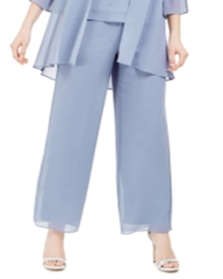 Conjunto de jaqueta e calça de perna larga feminina R&amp;M Richards com 3 peças e contas, cinza, tamanho 12