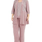 Jaqueta feminina com renda e top e calça R&amp;M Richards, rosa, tamanho 20W