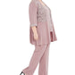 Jaqueta feminina com renda e top e calça R&amp;M Richards, rosa, tamanho 20W