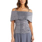 Vestido feminino R &amp; M Richards com lantejoulas e ombros descobertos, cinza, tamanho 6