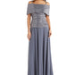 Vestido feminino R &amp; M Richards com lantejoulas e ombros descobertos, cinza, tamanho 6