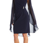 Vestido de capa de chiffon enfeitado feminino R &amp; M Richards, preto, tamanho 8, pequeno