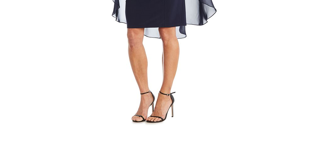 Vestido de capa de chiffon enfeitado feminino R &amp; M Richards, preto, tamanho 8, pequeno