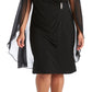 Vestido de capa de chiffon enfeitado feminino R &amp; M Richards, preto, tamanho 16W
