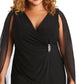 Vestido de capa de chiffon enfeitado feminino R &amp; M Richards, preto, tamanho 16W