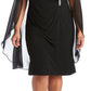 Vestido de capa de chiffon enfeitado feminino R &amp; M Richards, preto, tamanho 16W