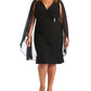 Vestido de capa de chiffon enfeitado feminino R &amp; M Richards, preto, tamanho 22W