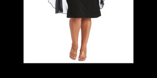 Vestido de capa de chiffon enfeitado feminino R &amp; M Richards, preto, tamanho 22W