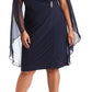 Vestido de capa de chiffon enfeitado feminino R &amp; M Richards, azul, tamanho 14W