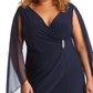 Vestido de capa de chiffon enfeitado feminino R &amp; M Richards, azul, tamanho 14W