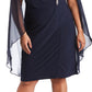 Vestido de capa de chiffon enfeitado feminino R &amp; M Richards, azul, tamanho 16W