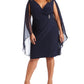 Vestido de capa de chiffon enfeitado feminino R &amp; M Richards, azul, tamanho 16W