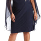 Vestido de capa de chiffon enfeitado feminino R &amp; M Richards, azul, tamanho 20W