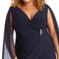 Vestido de capa de chiffon enfeitado feminino R &amp; M Richards, azul, tamanho 20W