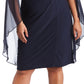 Vestido de capa de chiffon enfeitado feminino R &amp; M Richards, azul, tamanho 20W