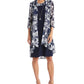 Vestido com colar e jaqueta estampada feminina R&amp;M Richards, azul, tamanho 6