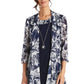 Vestido com colar e jaqueta estampada feminina R&amp;M Richards, azul, tamanho 6