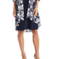 Vestido com colar e jaqueta estampada feminina R&amp;M Richards, azul, tamanho 6