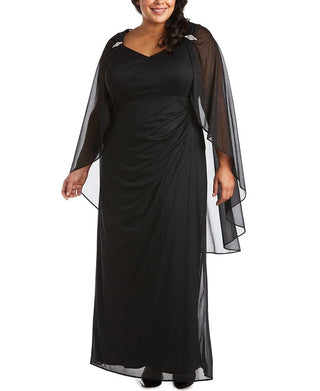 R & M Richards Women's Empire Waist Cape Gown Blue Size 20W