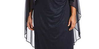 R & M Richards Women's Empire Waist Cape Gown Blue Size 20W