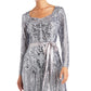 Vestido Godet Embelezado Feminino R &amp; M Richards Cinza Tamanho 16