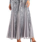 Vestido Godet Embelezado Feminino R &amp; M Richards Cinza Tamanho 16