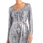 Vestido Godet Embelezado Feminino R &amp; M Richards Cinza Tamanho 12 Petite