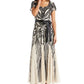 Vestido feminino com cinto e lantejoulas R &amp; M Richards, marrom, tamanho 10