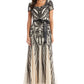 Vestido feminino com cinto e lantejoulas R &amp; M Richards, marrom, tamanho 10
