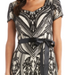 Vestido feminino com cinto e lantejoulas R &amp; M Richards, marrom, tamanho 14