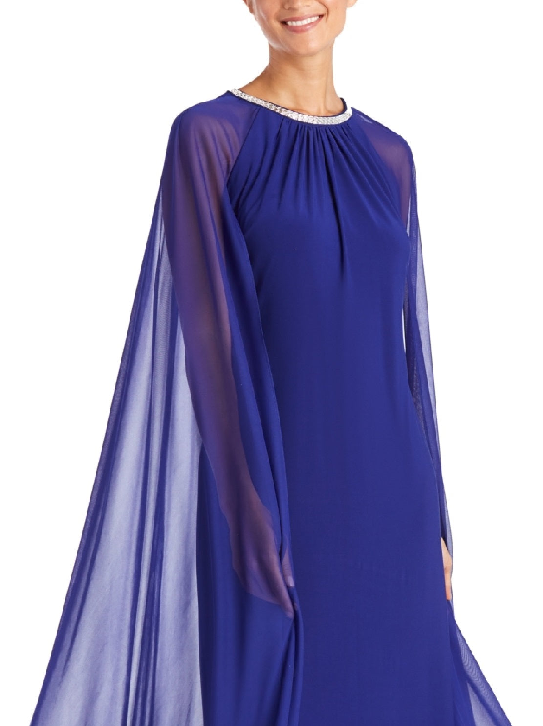 Vestido de capa com enfeites femininos R &amp; M Richards, azul, tamanho 14