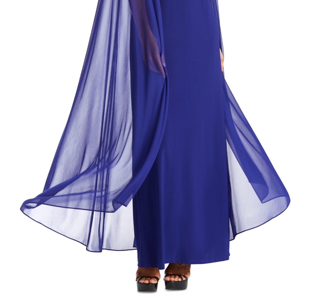 Vestido de capa com enfeites femininos R &amp; M Richards, azul, tamanho 14