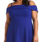 Vestido curto feminino Morgan &amp; Company, azul, com ombros descobertos, tamanho 14W