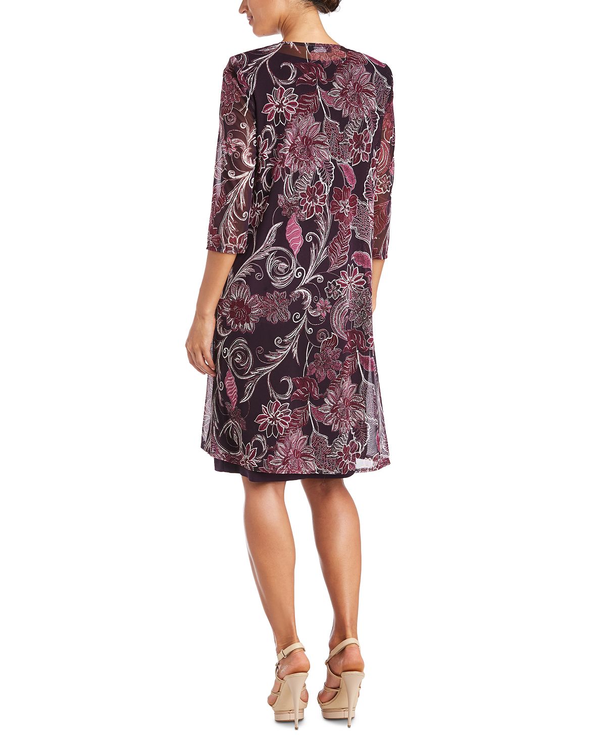 Conjunto de jaqueta estampada feminina R &amp; M Richards, roxa, tamanho 22W