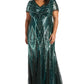 Vestido longo feminino com lantejoulas e contas, verde, tamanho 16W, da R&amp;M Richards