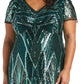 Vestido longo feminino com lantejoulas e contas, verde, tamanho 18W, da R&amp;M Richards
