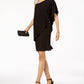 Vestido feminino R &amp; M Richards com um ombro só e strass, preto, tamanho 16