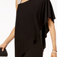 Vestido feminino R &amp; M Richards com um ombro só e strass, preto, tamanho 16
