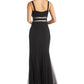 Vestido de sereia com detalhes em malha Morgan &amp; Co. para mulheres, preto, tamanho 6