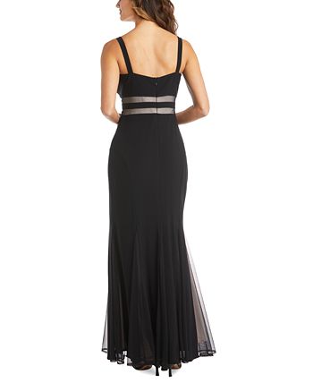 Vestido de sereia com detalhes em malha Morgan &amp; Co. para mulheres, preto, tamanho 6