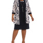 Vestido e jaqueta de malha estampada feminina R &amp; M Richards, roxo, tamanho 14W