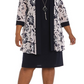Vestido e jaqueta de malha estampada feminina R &amp; M Richards, roxo, tamanho 14W