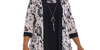 R & M Richards Women's Dress & Mesh Printed Jacket Purple Size 18W