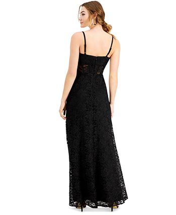 Vestido sem mangas com corpete de renda feminino Morgan &amp; Co., preto, tamanho 5