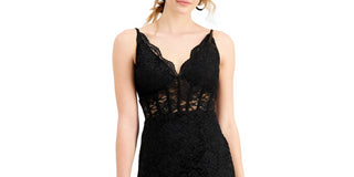 Vestido sem mangas com corpete de renda feminino Morgan &amp; Co., preto, tamanho 13
