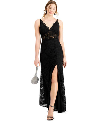 Morgan & Co. Women's Corset Lace Sleeveless Gown Black Size 15