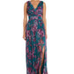 Vestido plissado com estampa floral feminino Nightway, azul, tamanho 4