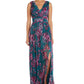 Vestido plissado com estampa floral feminina Nightway, azul, tamanho 6