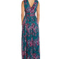 Vestido plissado com estampa floral feminina Nightway, azul, tamanho 6